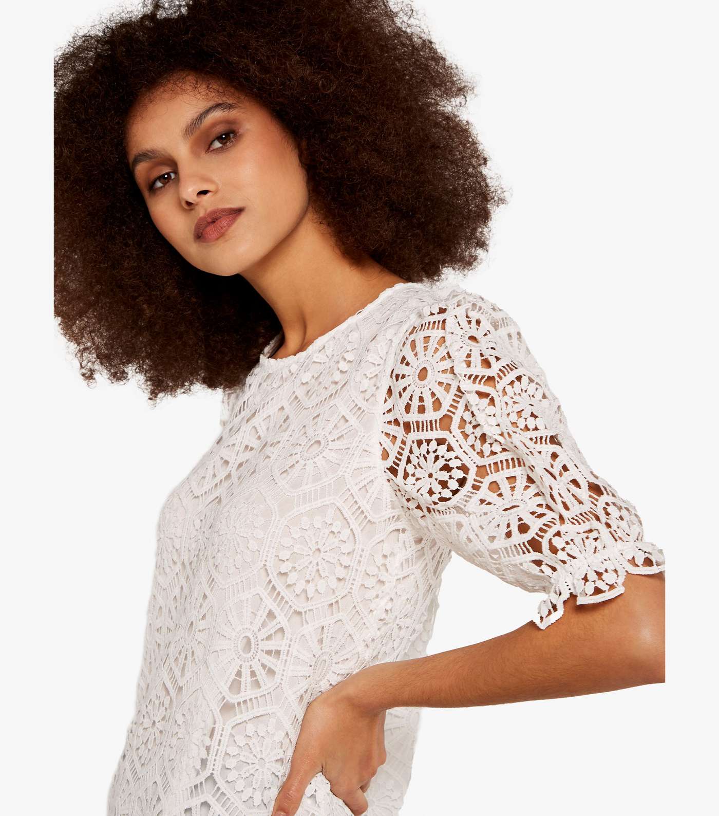 Apricot Cream Lace Puff Sleeve Top