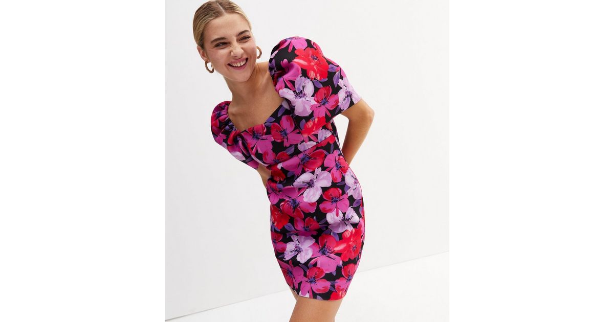 Scuba Floral Bodycon Dress main image 0