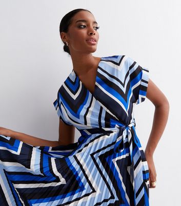 Blue and 2024 white chevron dress