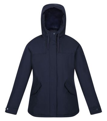 navy fur lined coat