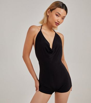 Cowl store neck playsuit