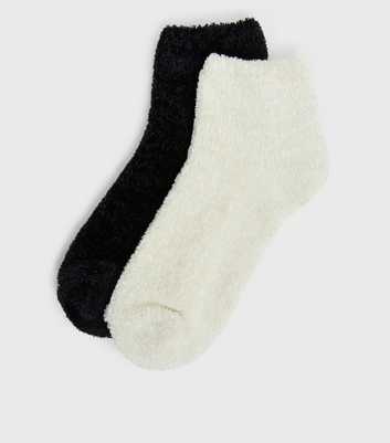 Girls 2 Pack Black and White Knit Socks