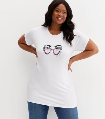 Damen Bekleidung Heart Eyed White Sunglasses Logo T-Shirt