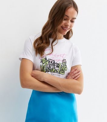 White Saint Tropez Palm Tree Logo T 