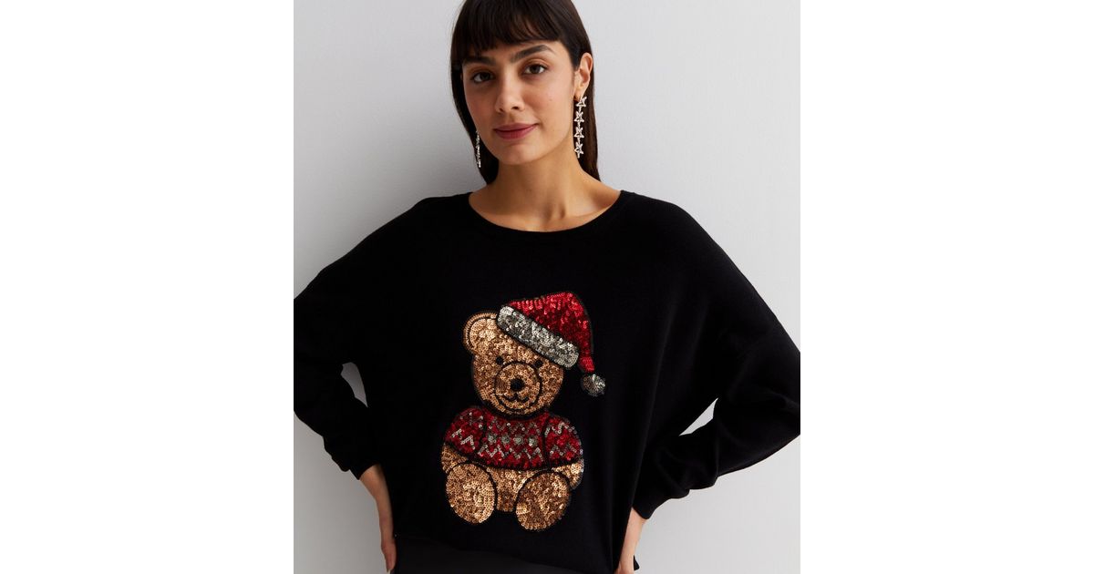 BP Design Teddy Bear Christmas Sweater Size XL Wreath Beaded Embroidered