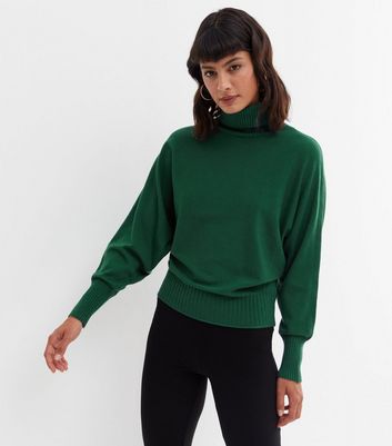 dark green polo neck jumper womens