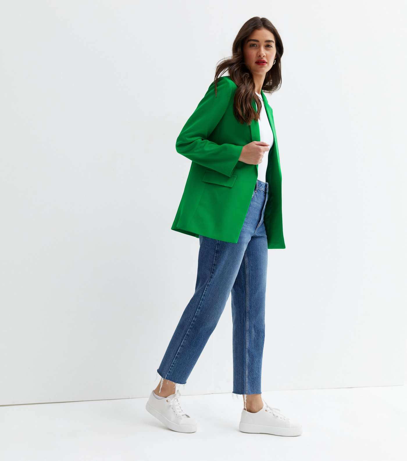 Green Long Sleeve Relaxed Fit Blazer Image 2