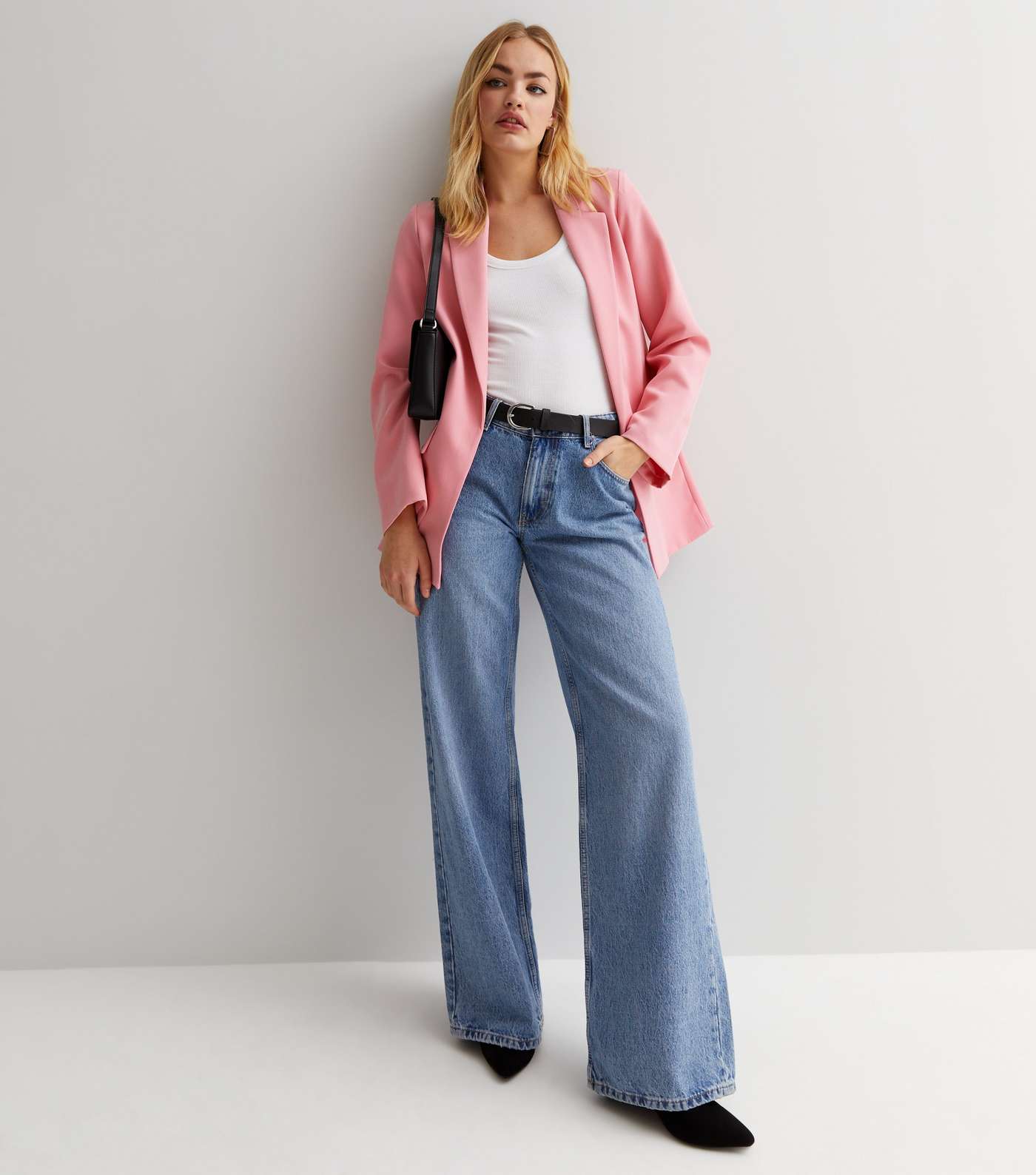 Mid Pink Long Sleeve Relaxed Fit Blazer Image 3