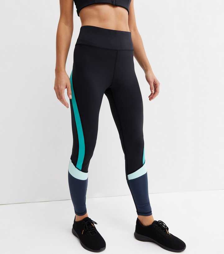 ONLY PLAY Blue Stripe Jersey Sports Leggings, New Look