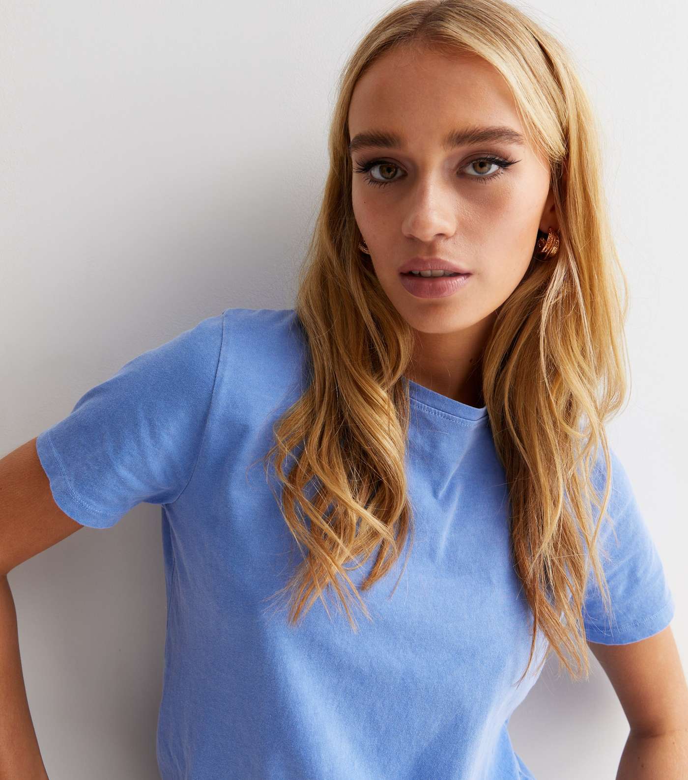 Pale Blue Washed Crew Neck T-Shirt