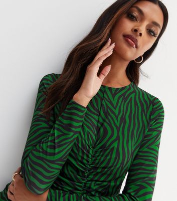 Topshop green best sale zebra ruched dress