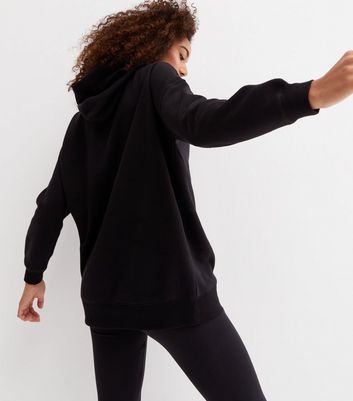 Black Jersey Oversized Hoodie New Look