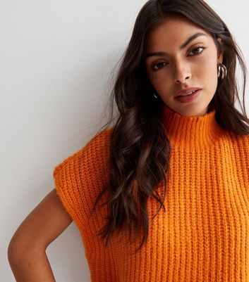 Noisy May Bright Orange Knit High Neck 