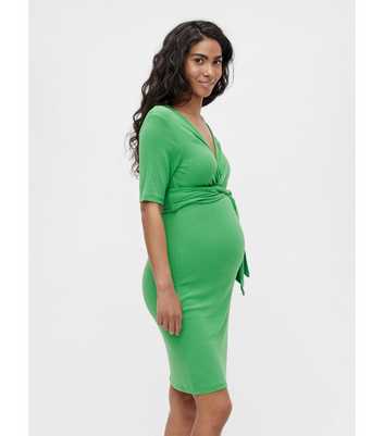 Mamalicious Maternity Green Mini Wrap Nursing Dress