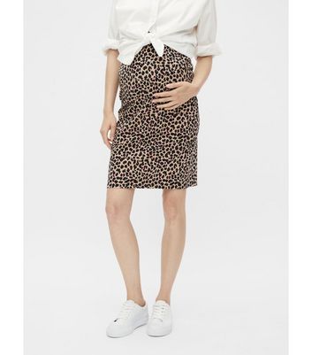 Leopard print outlet jersey midi skirt