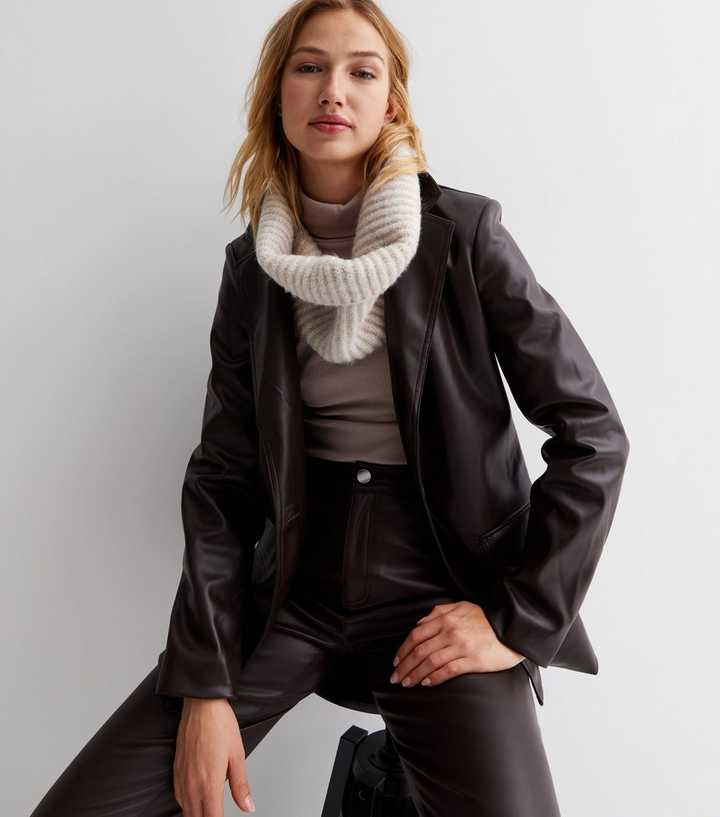 Cream Ribbed Knit Snood