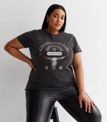 ONLY Curves Championship Skull Logo T-Shirt