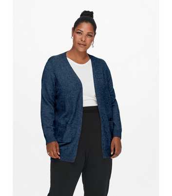 Only Curves Bright Blue Knit Pocket Front Cardigan