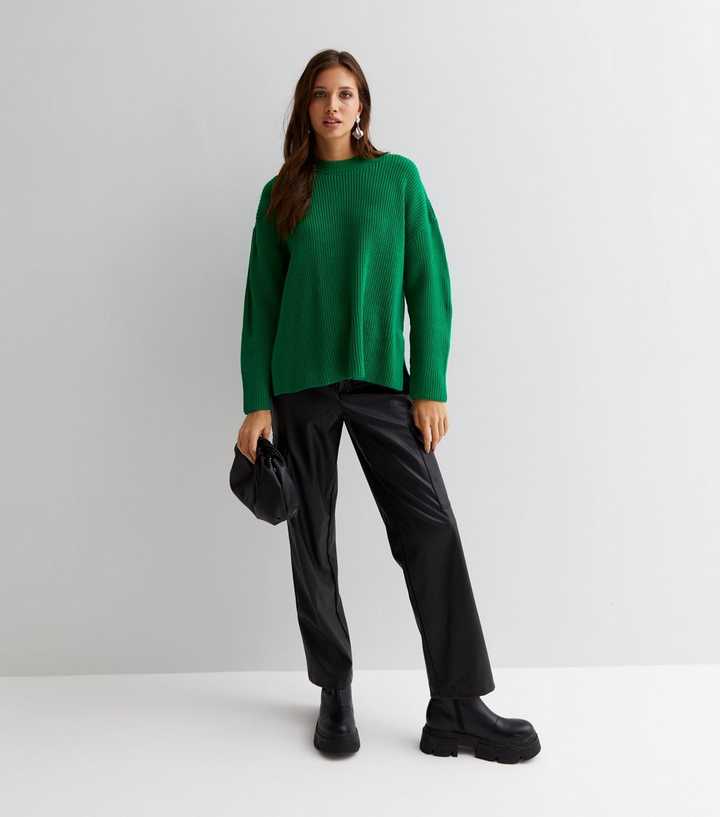 Forest Green Roll Neck Knitted Jumper Dress – AX Paris