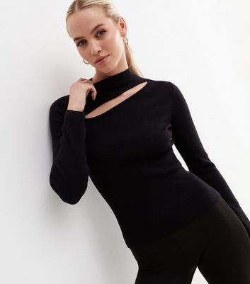 black cut out jumper