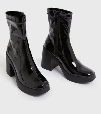 New look black patent on sale boots