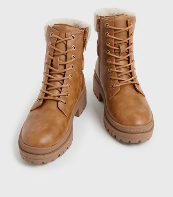 Womens tan lace store up boots