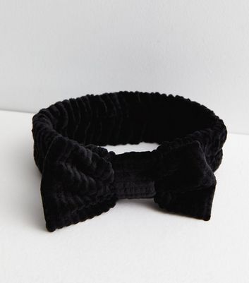Black Fluffy Bow Beauty Band New Look