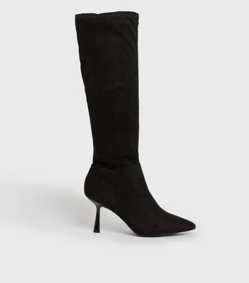 black suede under knee boots