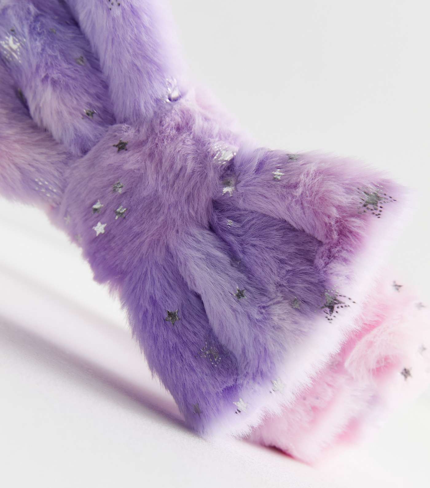 Purple Tie Dye Faux Fur Bow Beauty Band Image 2