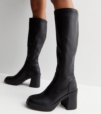New Look Croc Print Heeled Boots in Black | Lyst Australia