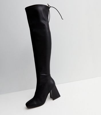 Black over the sale knee boots new look