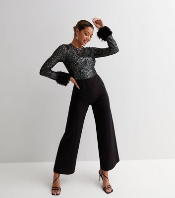 Sequin Cut Out Skinny Long Sleeve Jumpsuit | Nasty Gal