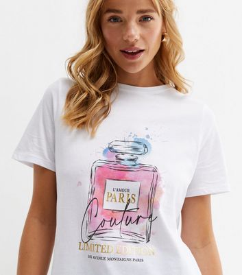 White Couture Perfume Logo T-Shirt | New Look