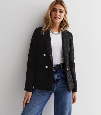 Black 2024 boucle blazer