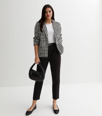 Black Dogtooth Boucle Button Front Blazer New Look