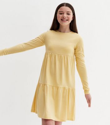 Girls long 2025 sleeve yellow dress