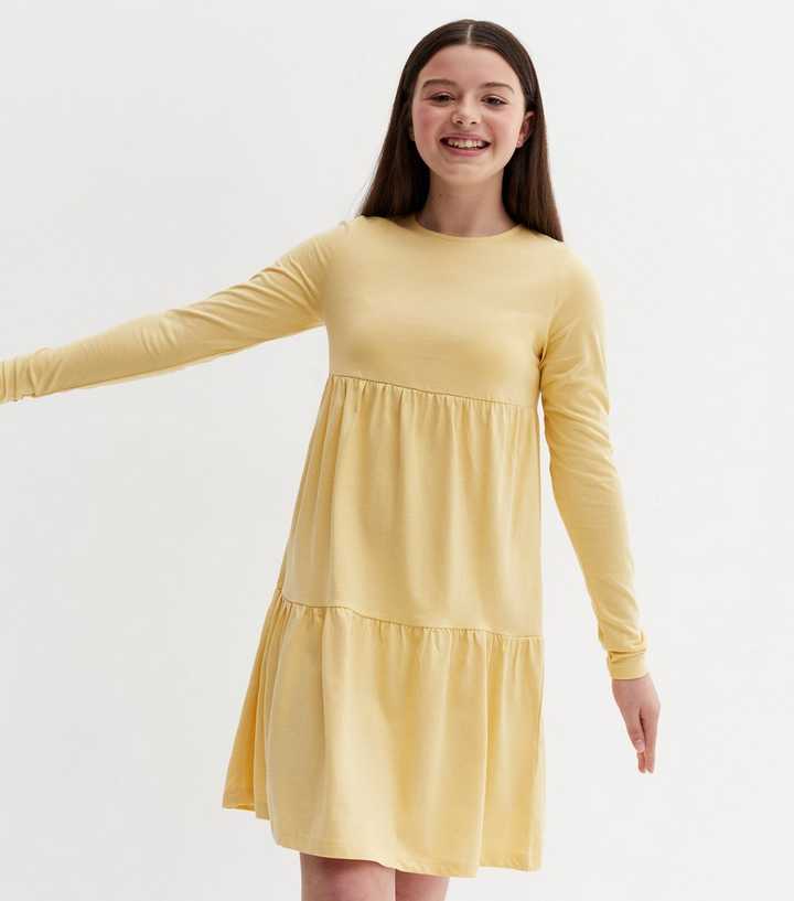 girls long sleeve yellow dress