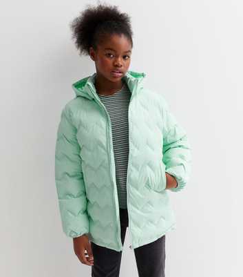 Name It Mint Green Quilted Hooded Puffer Jacket