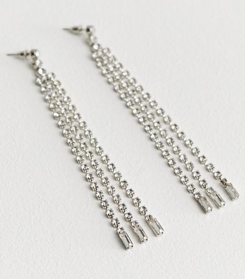Crystal Diamanté Extreme Tassel Drop Earrings