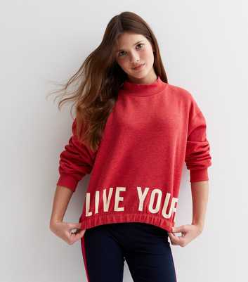 Name It Red Live Your Own Story Front and Back Crop Logo Sweatshirt