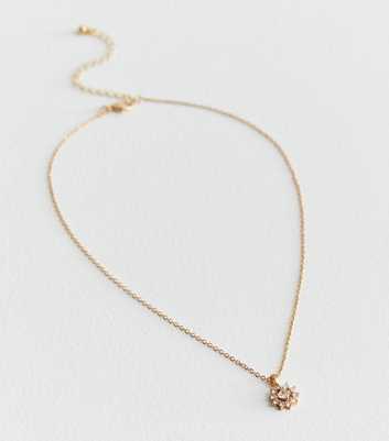 Gold Cubic Zirconia Flower Pendant Necklace