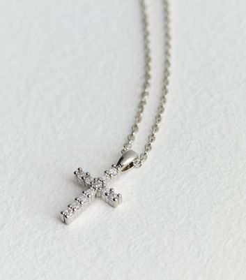 Mini cross sale necklace silver