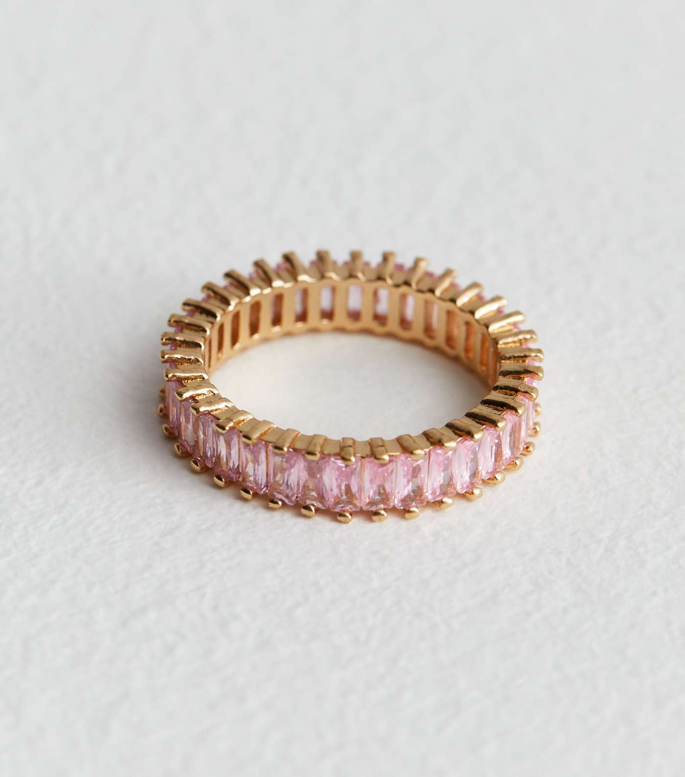 Pink Cubic Zirconia Baguette Ring