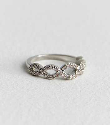 Silver Cubic Zirconia Twist Ring