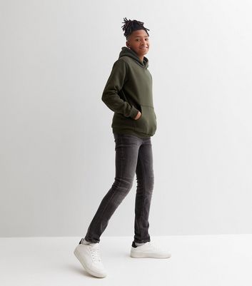 KIDS ONLY Dark Green Everything Connects Pocket Front Logo Hoodie New Look