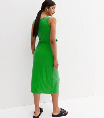 Maternity Green Belted Ribbed Midi 