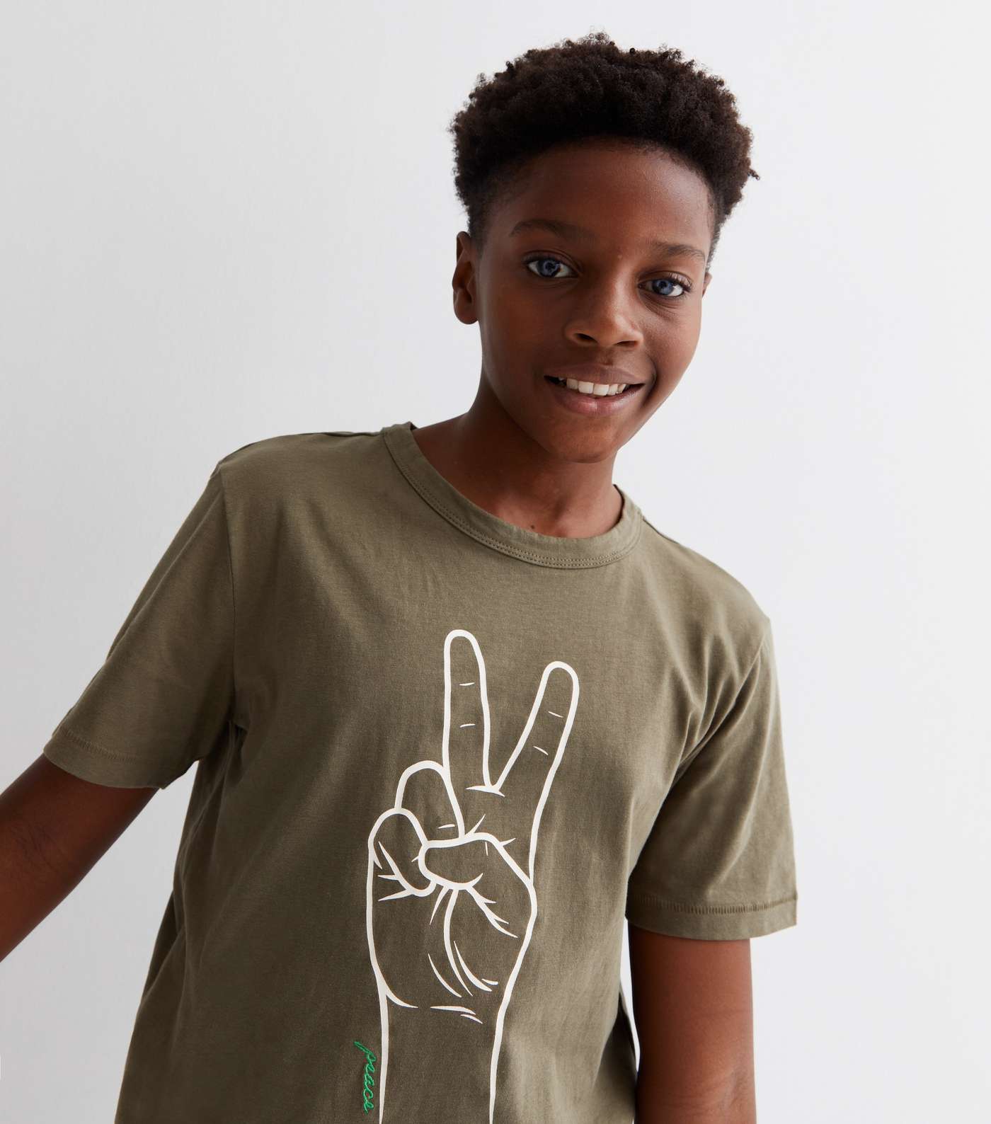 KIDS ONLY Green Peace Sign Crew Neck T-Shirt Image 2
