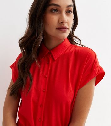 red short sleeve dress shirt