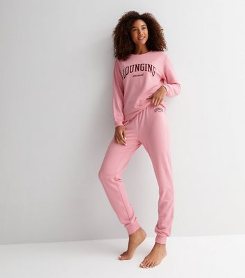 Pink joggers new discount look