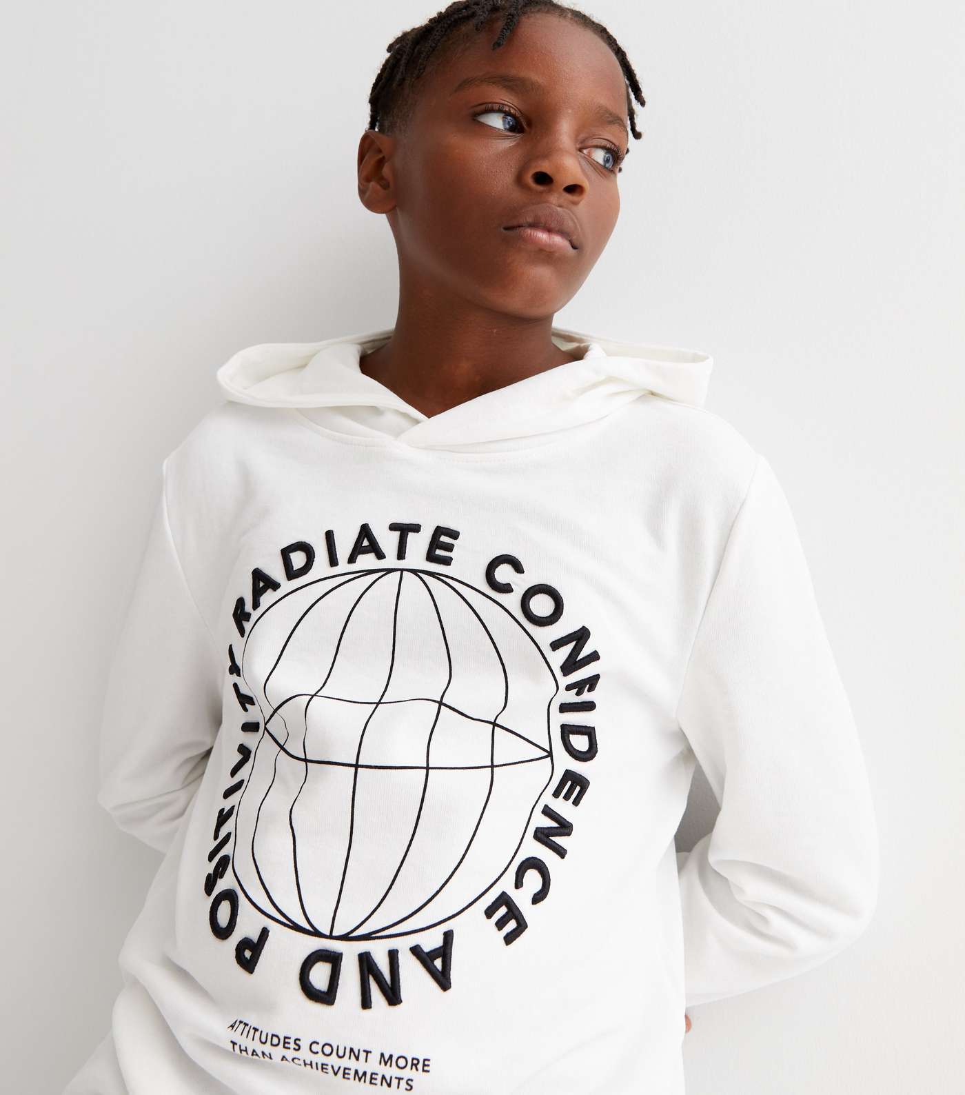 KIDS ONLY White Globe Confidence Logo Hoodie Image 3